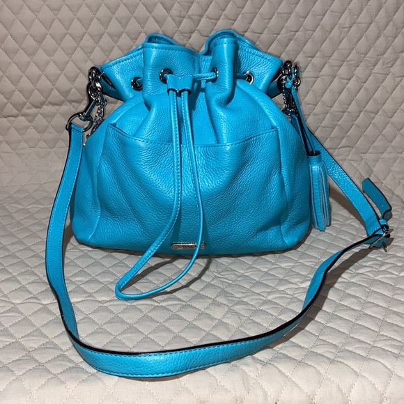 Coach Avery Drawstring Teal Turquoise Blue Super Soft. 2 Straps. - Picture 1 of 14